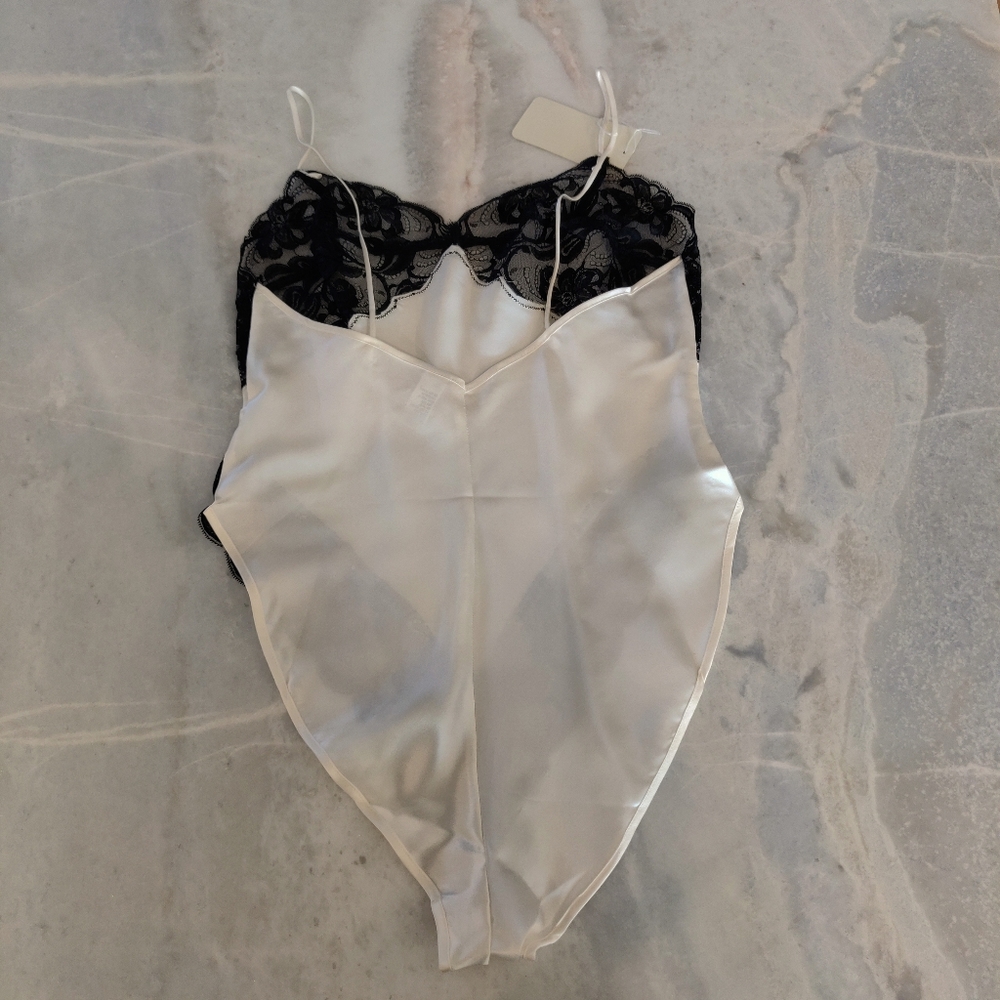 NWT Silk Teddy Bodysuit | Satin White Vintage Sexy Lingerie - Picture 2 of 5